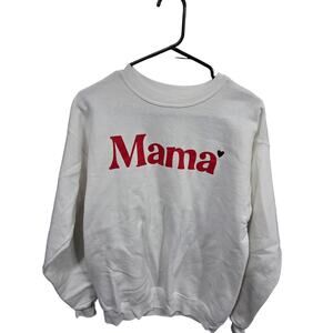 White "Mama" Sweater - Hanes - S